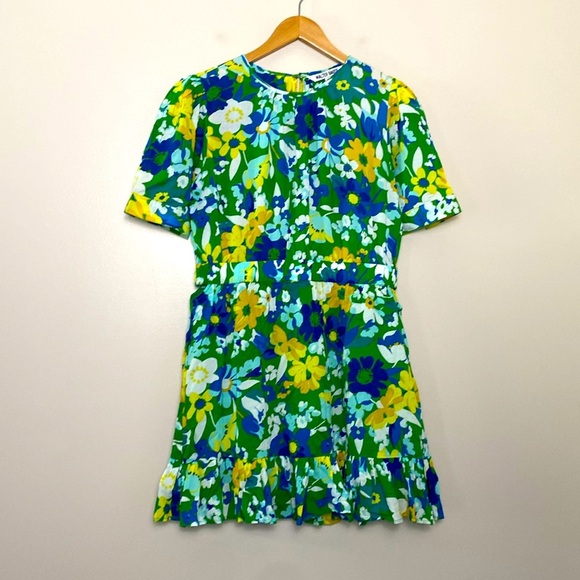 Walter Baker Kasey Dress Floral Mini Ruffle Hem Short Sleeves Size XL - Picture 3 of 16